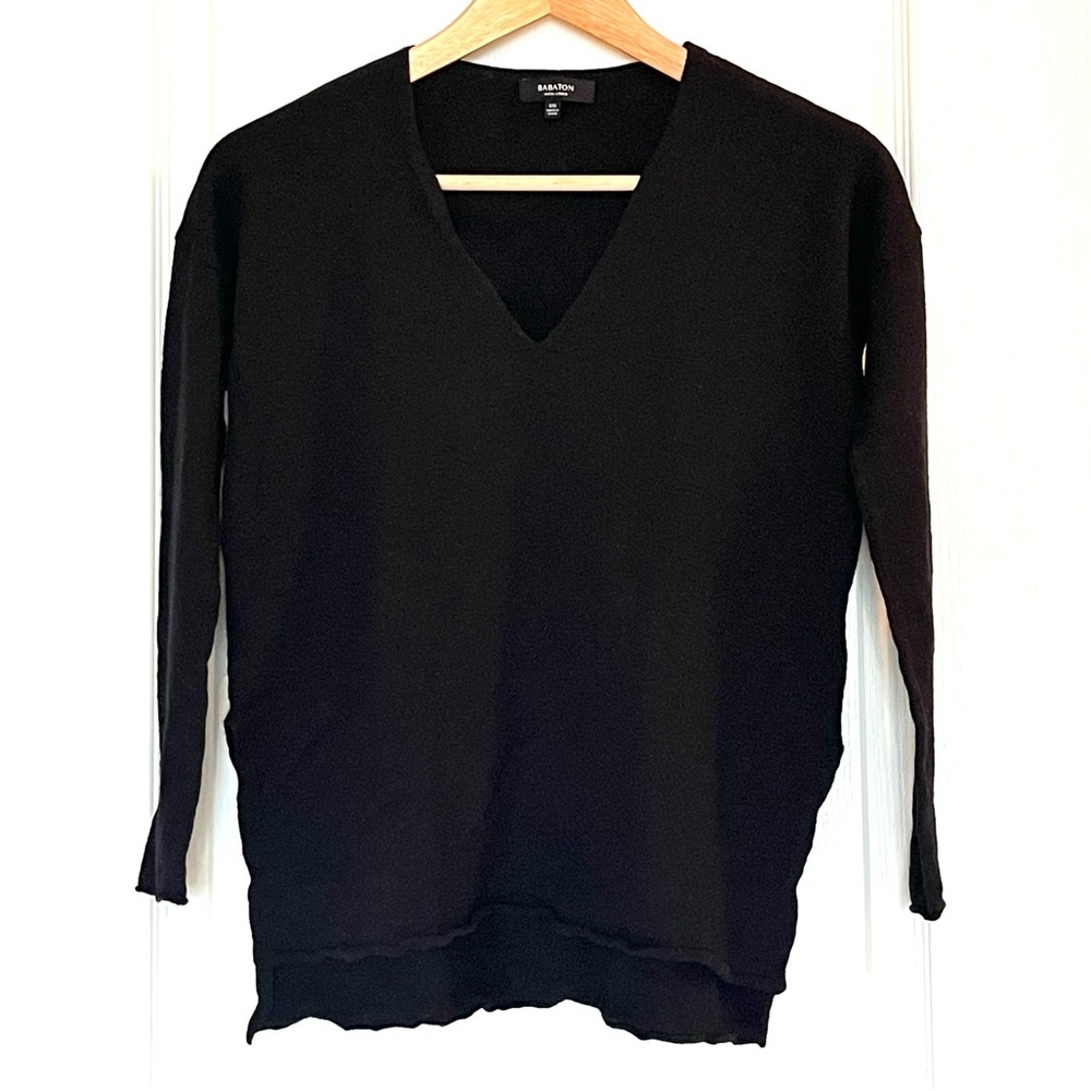 Babaton Aritzia Wool Linen Blend Black V-Neck Sweater XXS Office Wear Normcore